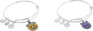 Alex and Ani Angel and Devil Set of 2 Emoji Bracelet,Shiny Silver Finish,Multi-Color Charm