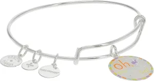 Alex and Ani Dr. Seuss, Oh The Places You'll Go Expandable Bangle Bracelet, Shiny Silver Finish, Multi-Color Charm