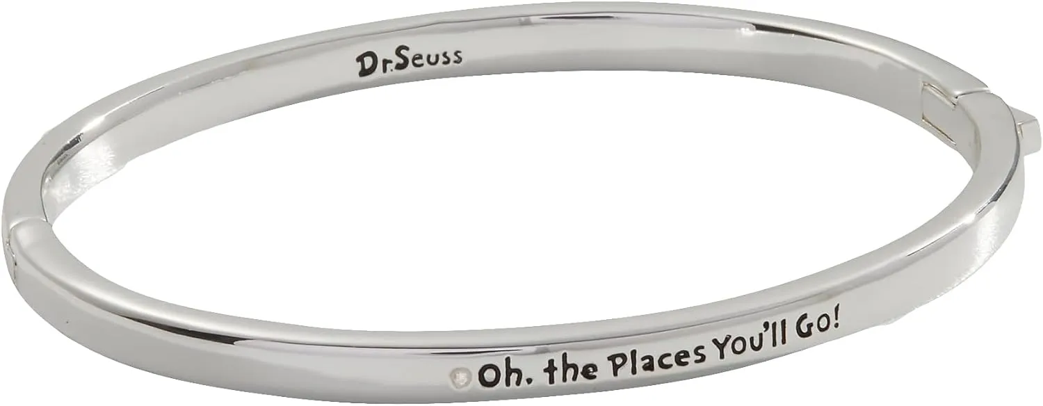 Alex and Ani Dr. Seuss, Oh The Places You'll Go Hinge Bracelet, Shiny Gold Finish, Gold Charm