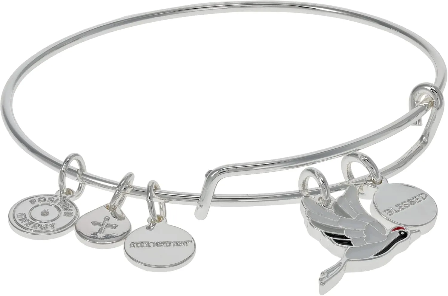 Alex and Ani Expandable Bangle Bracelet, Bird And Animal Charms, Shiny Finishes, 2 To 3.5 In