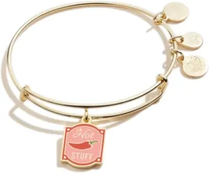 Alex and Ani Food Expandable Bangle for Women, Hot Stuff Charm, Shiny Gold Finish, 2 to 3.5 in