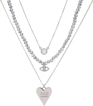 Alex and Ani Mom Layered Adjustable Necklace,Shiny Silver,Silver Charm, Chain Length adjusts from 16 inches to 18 inches