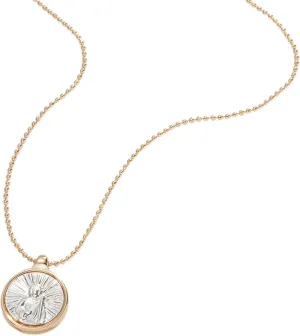 Alex and Ani Two-Tone Jesus Necklace, Shiny Silver and Gold Finish, Adjusts 17 inches to 19 inches