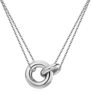 AllenCOCO Dainty Gold Necklace for Women Trendy, Cute Sister Necklaces, 14k Gold Plated S925 Sterling Silver Interlocking Circle Heart Necklace Herringbone Chain Choker Necklace for Women Non Tarnish