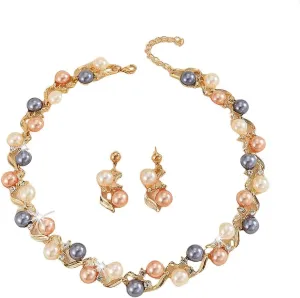 Alloy Crystal Statement Necklace Earrings Sets for Women Elegant Rose Gold Pendant Jewelry for Bridal Bridesmaid Weddings Parties Evening Events Special Occasions