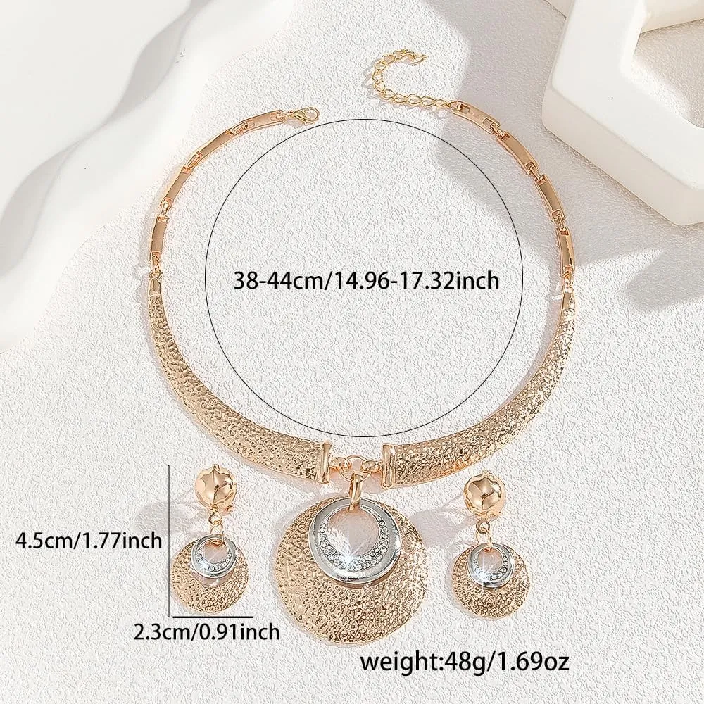 Alloy Crystal Statement Necklace Earrings Sets for Women Elegant Rose Gold Pendant Jewelry for Bridal Bridesmaid Weddings Parties Evening Events Special Occasions