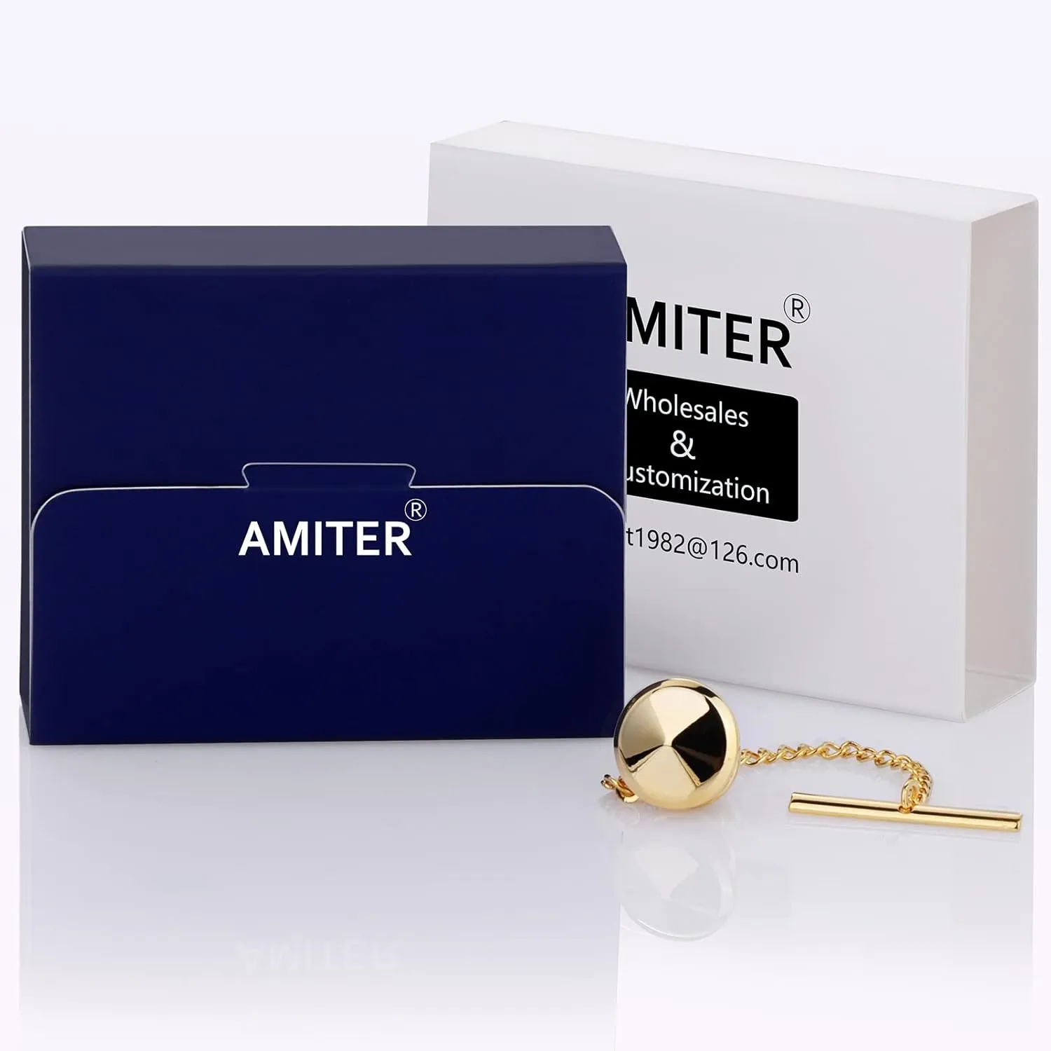 AMITER Shiny Tie Tack Clip for Men Square Tie Pins - Necktie Pin Best Gifts for Wedding Business Formal