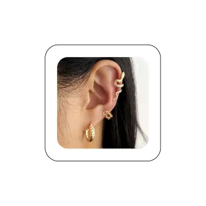 Andelaisi Boho Layered Snake Ear Cuff Wrap Earring Punk Snake Cartilage Cuff Earring Vintage Snake Ear Crawler Earrings Gold Fake Helix Cartilage Earrings Jewelry for Women 1Set