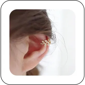 Andelaisi Boho Leaf Ear Cuff Wrap Earring Vintage Leaf Cartilage Cuff Earring Gold Ear Cuff Earrings Leaf Non Piercing Ear Clip Cuff Wrap Earrings Jewelry for Women