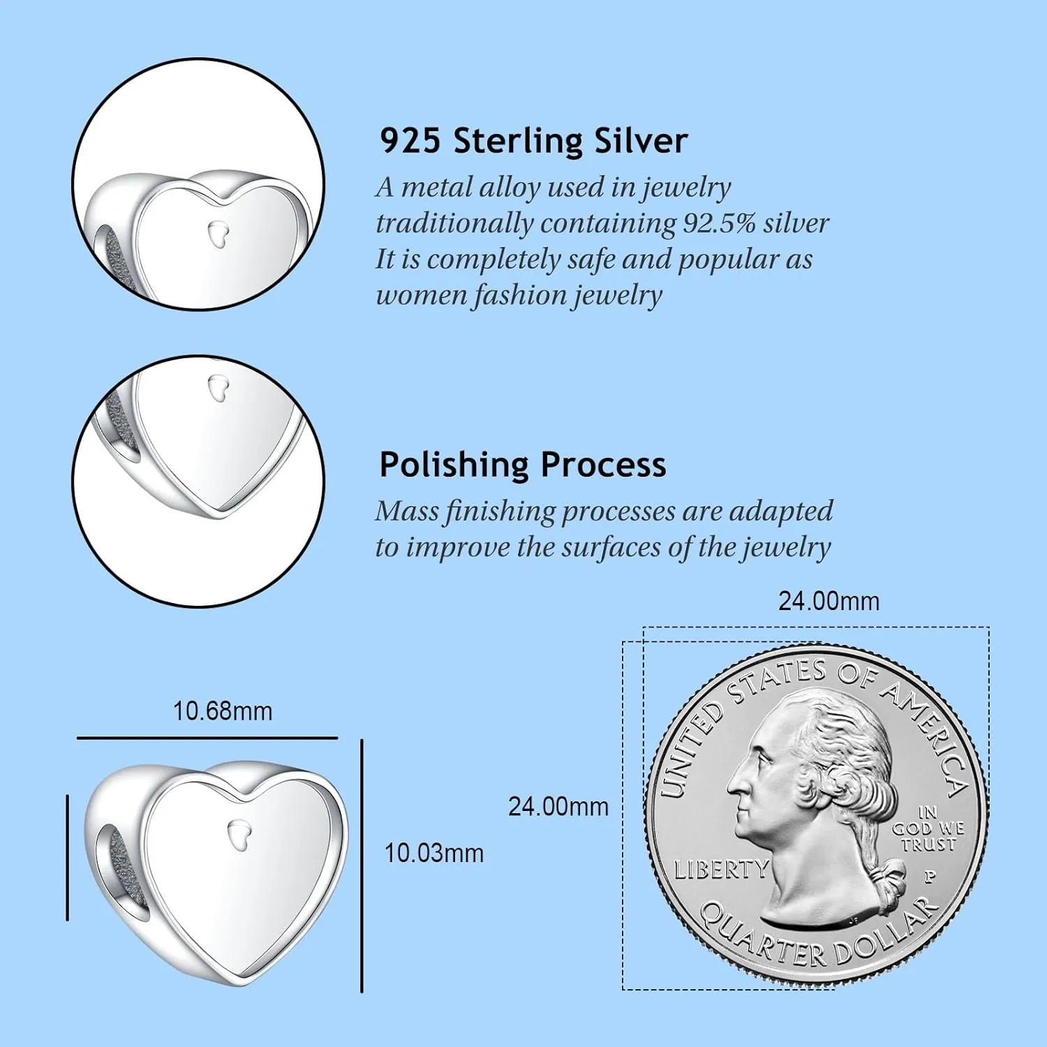 Annmors Personalized Photo Charm for Bracelet Necklaces,925 Sterling Silver Charm Love Heart Shaped Engraved Customize Picture Gift for Birthday Mother's Day Christmas,Bead Charms Jewelry for Women