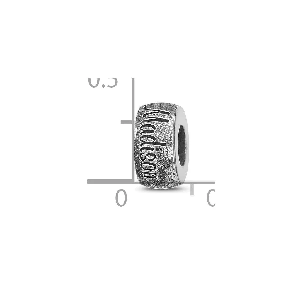 Antiqued Personalized Charm Bead in Sterling Silver