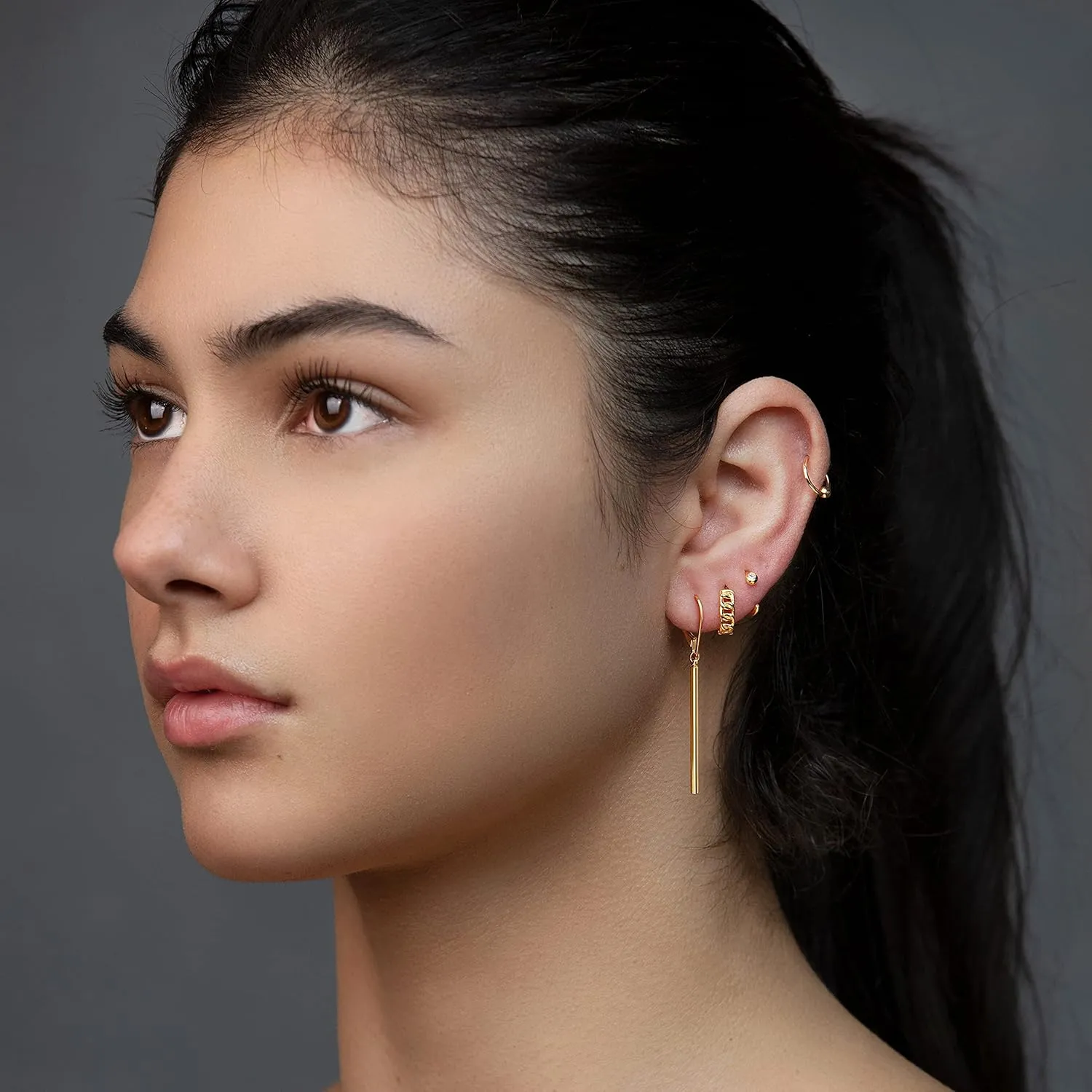 Aobei Pearl 18K Gold/Platimun Plated Brass Long Vertical Bar Drop Dangle Earring Minimal Hanging Earrings Geometric jewelry for Women