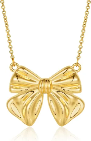 Apsvo Gold/Silver Bow Necklace, Dainty Bow Ribbon Pendant Choker Bow Jewelry Gift for Women