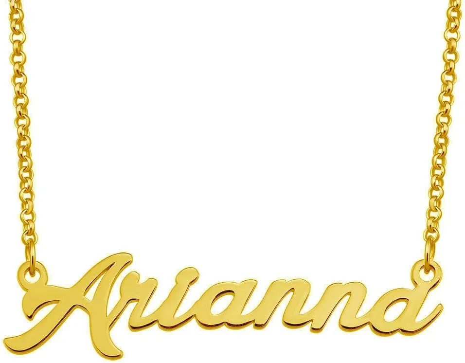Arianna Name Necklace Custom Personalized in Gold Plate Gift for Women Couple
