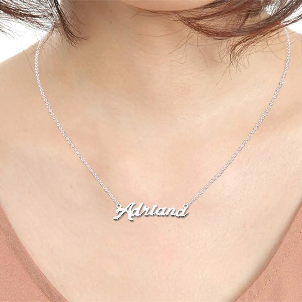 Arianna Name Necklace Custom Personalized in Silver Plate Gift for Women Couple