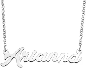 Arianna Name Necklace Custom Personalized in Silver Plate Gift for Women Couple