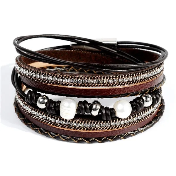 Artilady  Wrap Leather Bangle Charm - Men & Women Fashion Bracelet  | CATICA Couture