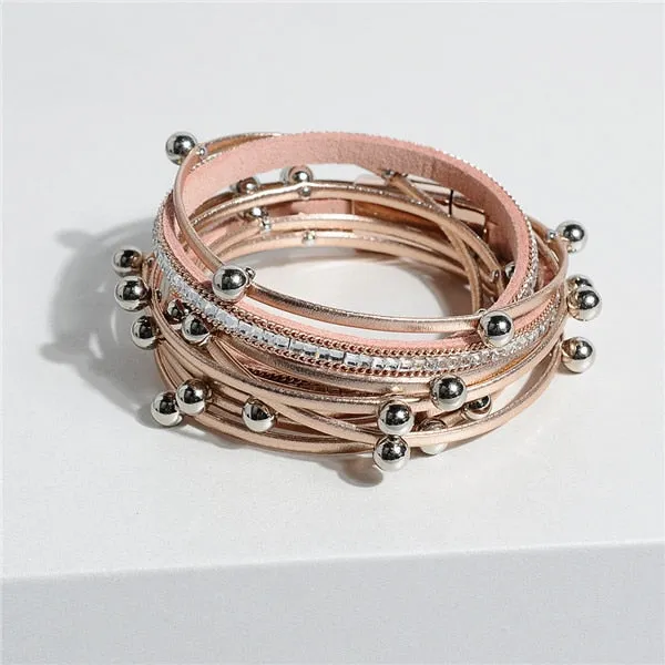 Artilady  Wrap Leather Bangle Charm - Men & Women Fashion Bracelet  | CATICA Couture