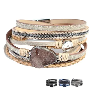 Artilady  Wrap Leather Bangle Charm - Men & Women Fashion Bracelet  | CATICA Couture