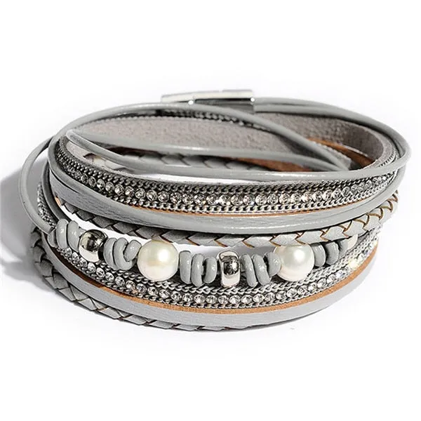 Artilady  Wrap Leather Bangle Charm - Men & Women Fashion Bracelet  | CATICA Couture