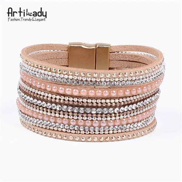 Artilady  Wrap Leather Bangle Charm - Men & Women Fashion Bracelet  | CATICA Couture
