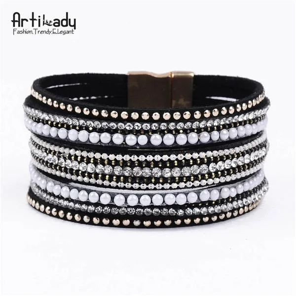 Artilady  Wrap Leather Bangle Charm - Men & Women Fashion Bracelet  | CATICA Couture