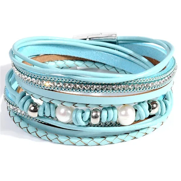 Artilady  Wrap Leather Bangle Charm - Men & Women Fashion Bracelet  | CATICA Couture
