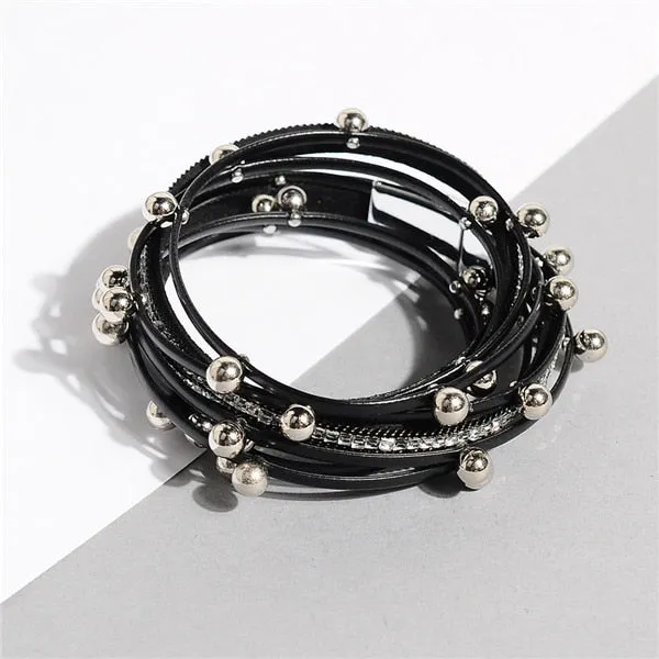 Artilady  Wrap Leather Bangle Charm - Men & Women Fashion Bracelet  | CATICA Couture