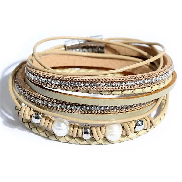 Artilady  Wrap Leather Bangle Charm - Men & Women Fashion Bracelet  | CATICA Couture