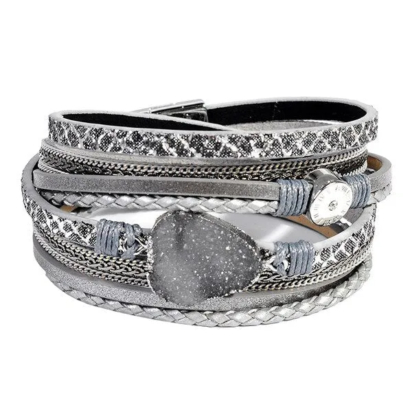Artilady  Wrap Leather Bangle Charm - Men & Women Fashion Bracelet  | CATICA Couture