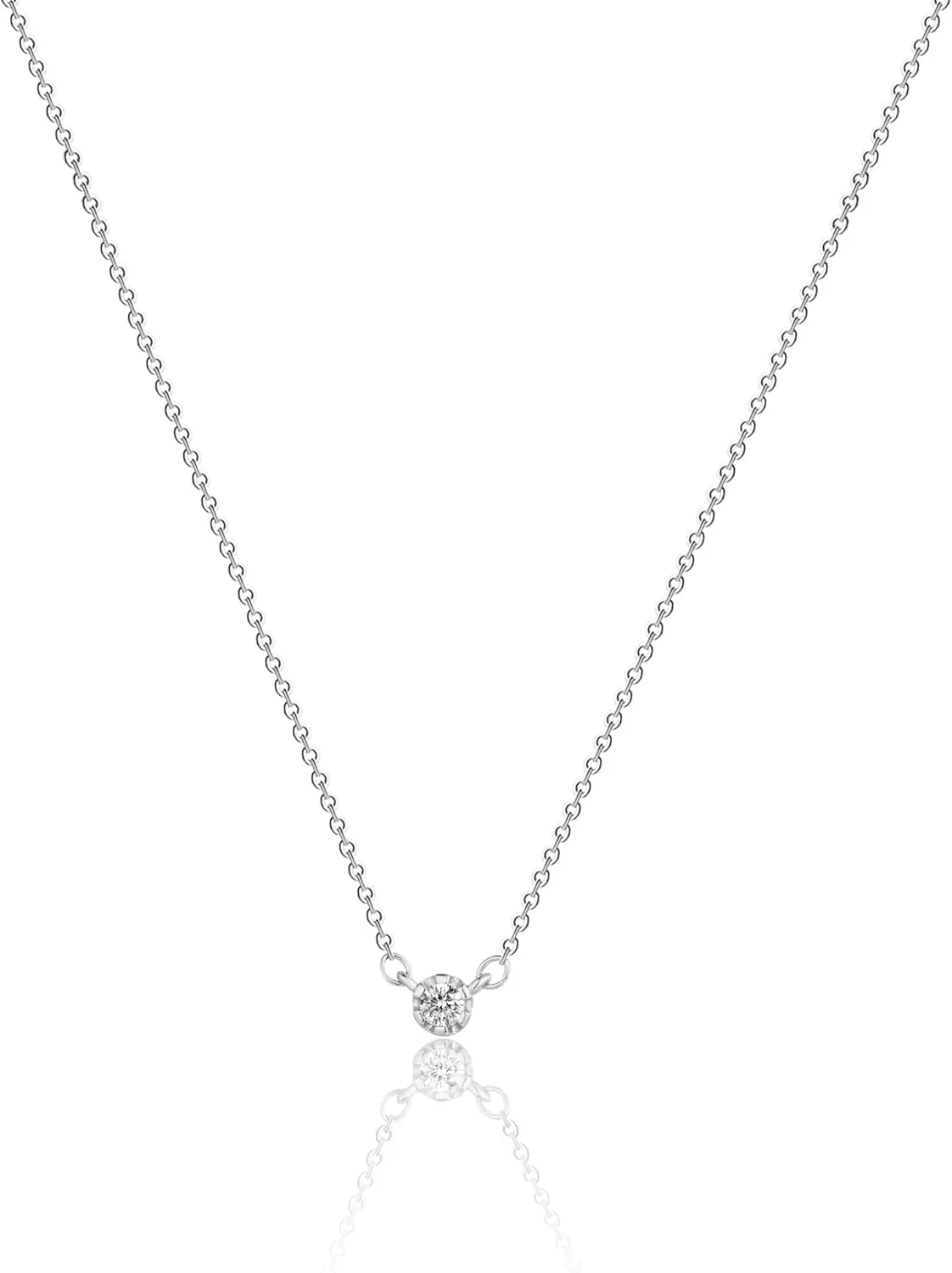 ASCOMY Dainty CZ Diamond Solitaire Pendant Necklaces for Women 14K Gold Plated Single Round Cubic Zirconia Square Simulated Diamond Choker Necklace Bride Bridesmaid Weeding Jewelry Gifts