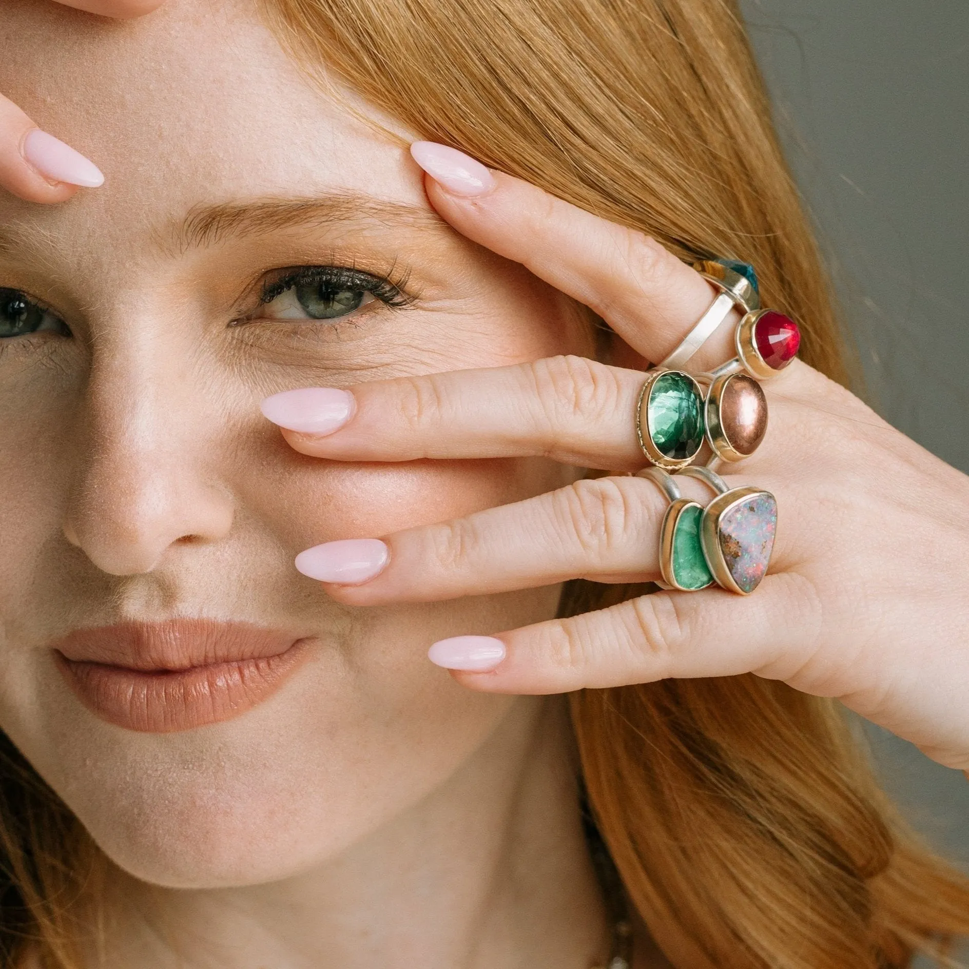 Asymmetrical Boulder Opal Statement Ring
