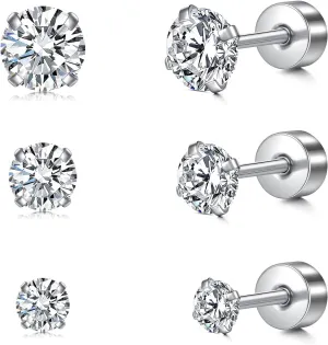 AVYRING 20g Flat Back Stud Earrings for Women Hypoallergenic Stainless Steel Helix Cartilage Second Hole Earrings Studs for Women Men All Day Comfort Gold Silver