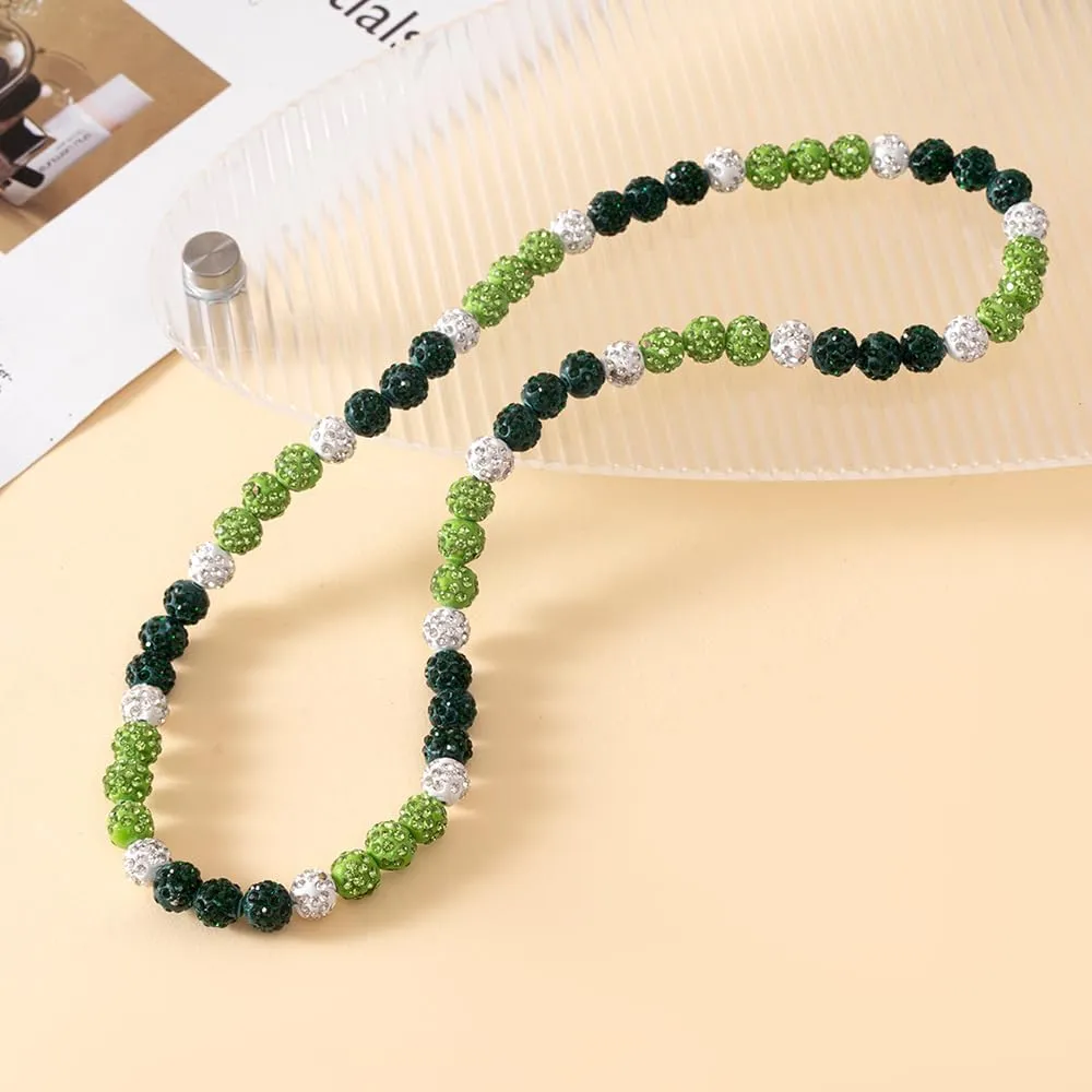 Baseball Ice Collection Necklace for Boys Sparkly Elastic Bling Beaded Shiny Rhinestone Necklace Accessories for Baseball Lovers Players