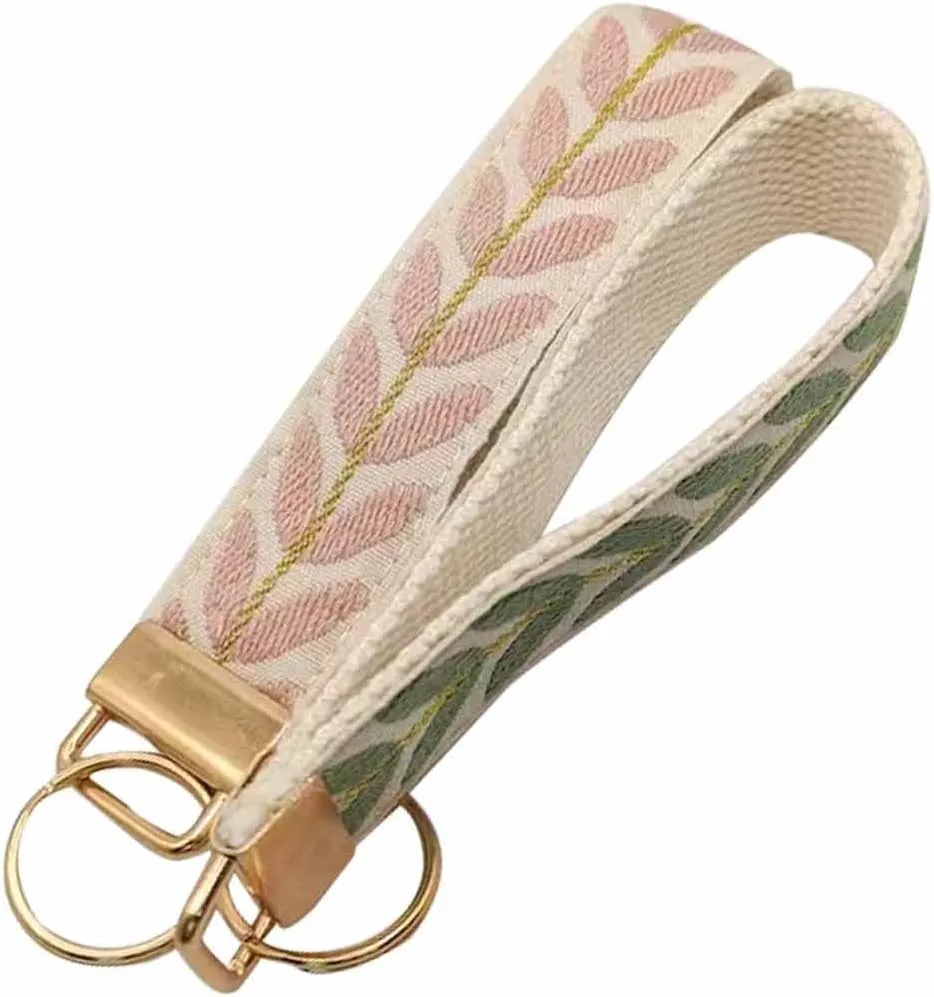 BattleTim Key Fob Keychain Wristlet Bohemia Cute Car Key Chain Holder Handmade Embroidery Fabric Key Fobs Wristband for Women