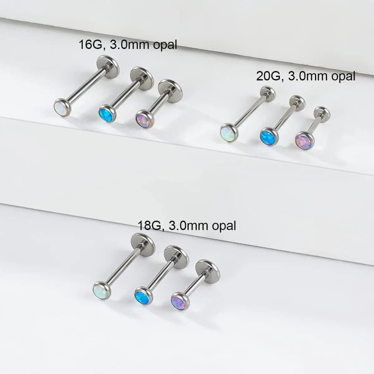 BelezaDosas 16G 18G 20G Titanium Labrets 6mm 8mm 10mm Threadless Push-in Flat Back Medusa Cartilage Cluster Monroe Tragus Lip Nose Studs