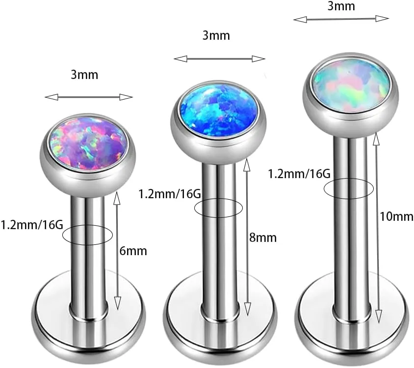 BelezaDosas 16G 18G 20G Titanium Labrets 6mm 8mm 10mm Threadless Push-in Flat Back Medusa Cartilage Cluster Monroe Tragus Lip Nose Studs