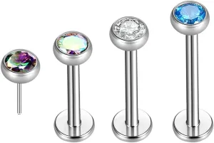 BelezaDosas 16G 18G 20G Titanium Labrets 6mm 8mm 10mm Threadless Push-in Flat Back Medusa Cartilage Cluster Monroe Tragus Lip Nose Studs