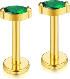 BelezaDosas G23 Titanium Labret Studs 16G Threadless Push-in Press Fit Lip Cluster Tragus Helix Lobe Conch Rook Medusa Cartilage Monroe Earring Push Back Piercing Jewelry