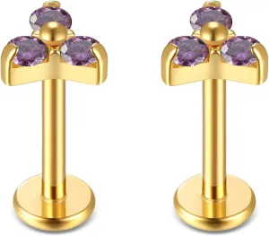 BelezaDosas G23 Titanium Labret Studs 16G Threadless Push-in Press Fit Lip Cluster Tragus Helix Lobe Conch Rook Medusa Cartilage Monroe Earring Push Back Piercing Jewelry