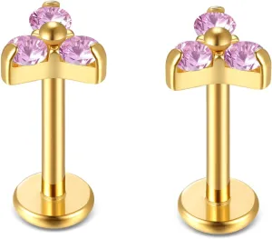 BelezaDosas G23 Titanium Labret Studs 16G Threadless Push-in Press Fit Lip Cluster Tragus Helix Lobe Conch Rook Medusa Cartilage Monroe Earring Push Back Piercing Jewelry