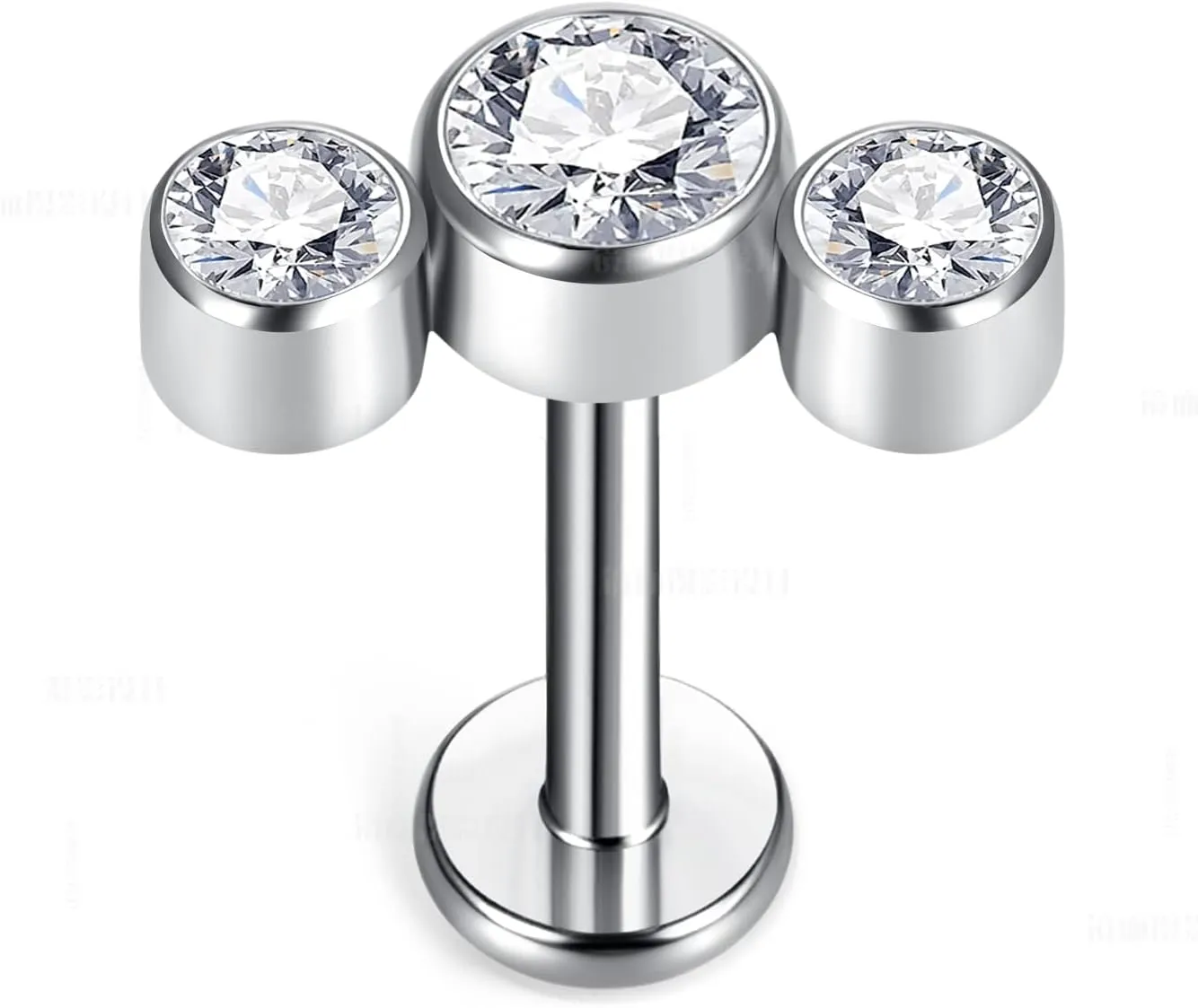 BelezaDosas G23 Titanium Labret Studs Threadless Push-in CZ Press Fit 16G 6mm 8mm 10mm Lip Cluster Tragus Helix Medusa Cartilage Push Back Piercing Jewelry for Men Women
