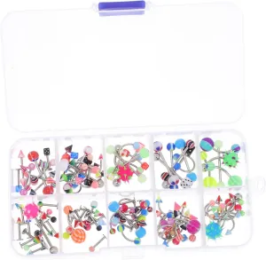 BESPORTBLE Steel Tongue Rings 110pcs Multi-use Body Piercing Studs for Women Men Random Style