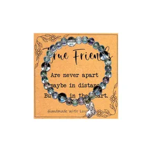 Best Friend Sister Jewelry and Gift Cards, Friendship Bracelets with Heart Bead Bracelet for Sister, Best Friend, BFF and Women (Iridescent)