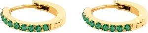 Birthstone Earrings For Women, 14k Plated Gold Mini Birth Stone CZ Huggie Hoop Stainless Steel Rhinestone Minimalist Birthday Gift Jewelry