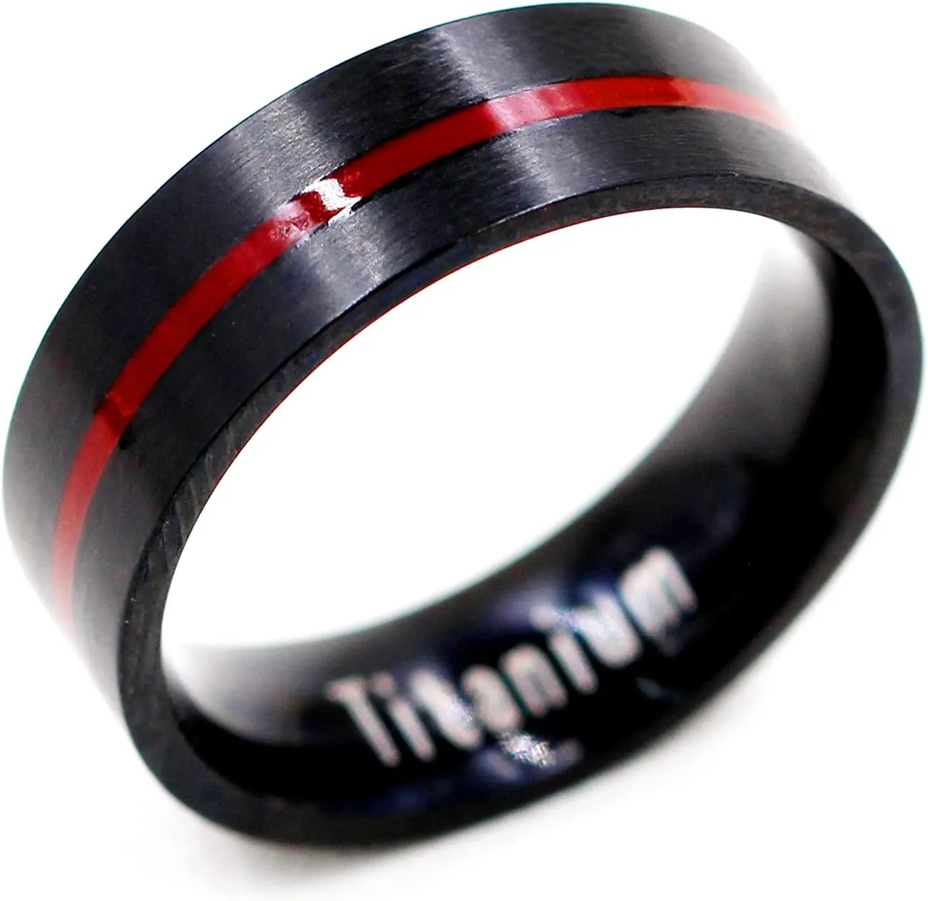 Black Titanium Steel Red Line LGBT Pride Ring for Gay & Lesbian Promise Engagement Wedding Bands Y1599
