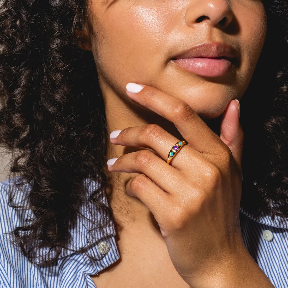 Blue Opal Ombre Via Ring