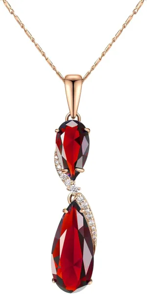 Blue/Green/Red/Purple/White Teardrop Cubic Zirconia Gamstone Pendant Necklace for Women for Gift