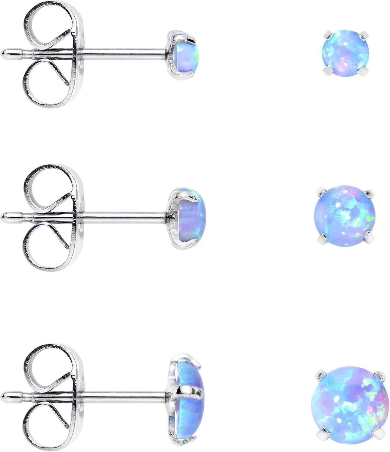 Body Candy Stainless Steel Synthetic Opal Post Stud Earring Pack of 3