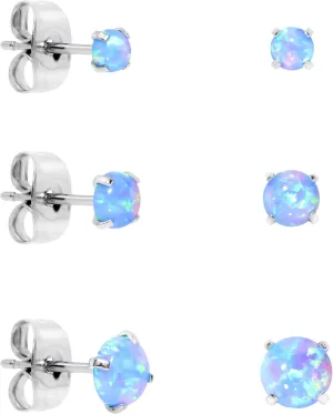 Body Candy Stainless Steel Synthetic Opal Post Stud Earring Pack of 3